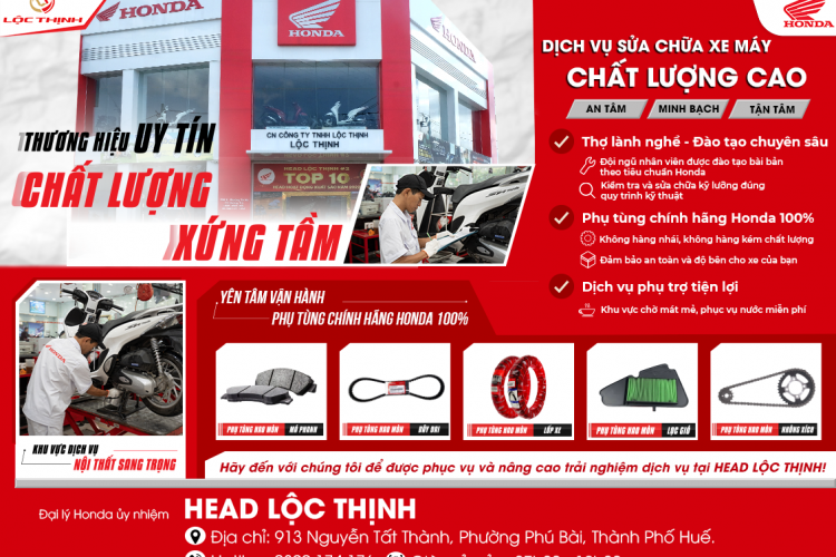 Dịch Vụ Sửa Chữa Xe Máy Chính Hãng Tại Honda Lộc Thịnh – An Tâm Trên Mọi Hành Trình