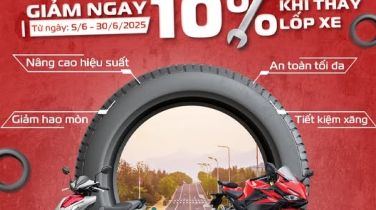 THAY LỐP MỚI – ƯU ĐÃI GIẢM 10% TẠI HONDA LỘC THỊNH