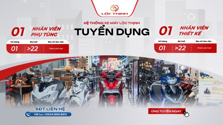 Lộc Thịnh Tuyển dụng nhân viên thiết kế và nhân viên phụ tùng