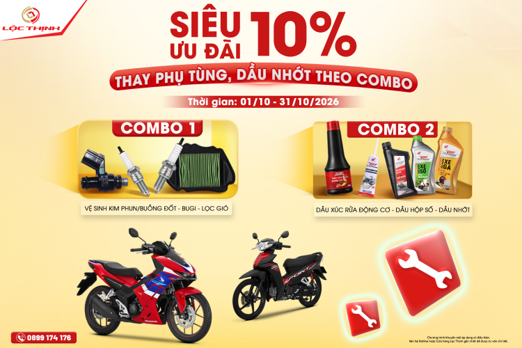 Honda Lộc Thịnh triển khai chương trình ưu đãi dịch vụ bảo dưỡng xe máy tháng 10/2026