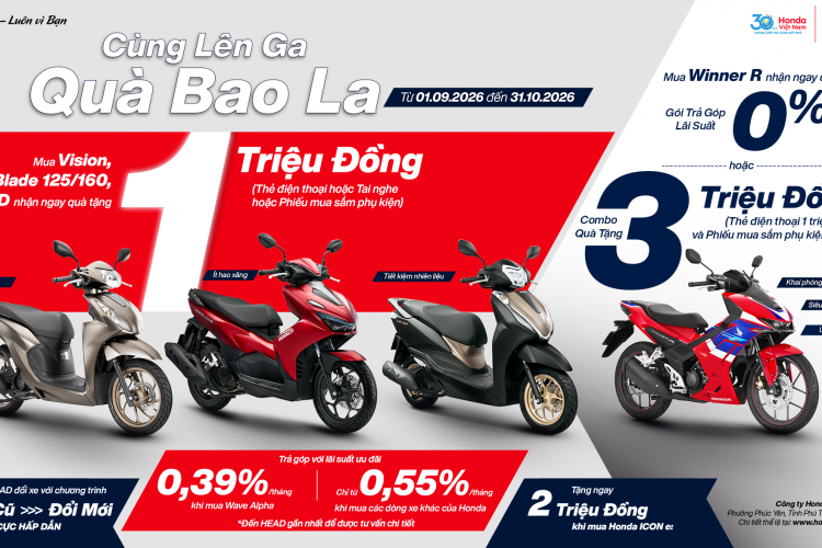 THÁNG 9 – 10/2026: CÙNG LÊN GA – QUÀ BAO LA CÙNG HONDA LỘC THỊNH
